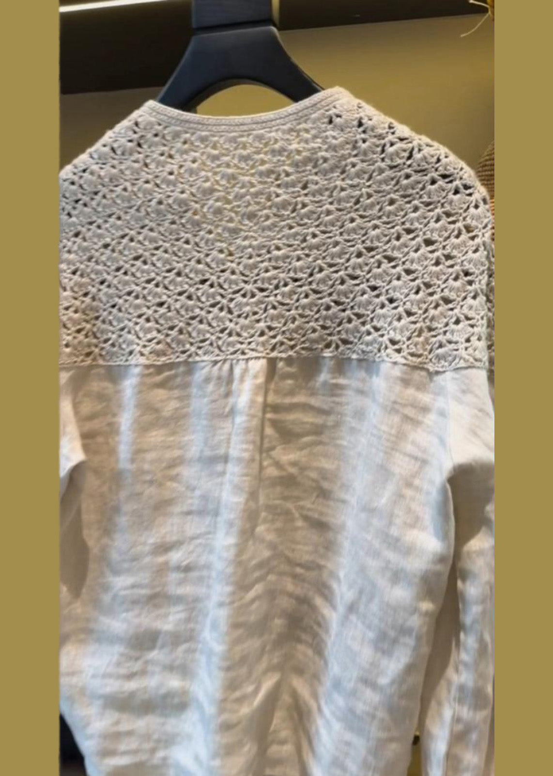 Übergroße handgemachte weiße Patchwork Sommer Tops Leinen Hohl