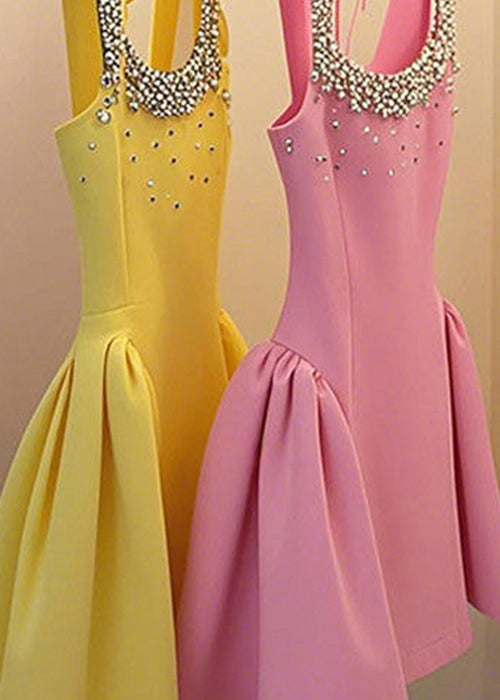 Nagel Ärmelloses Patchwork Up Handgemachte Gelbe Kleid Perle Spitze