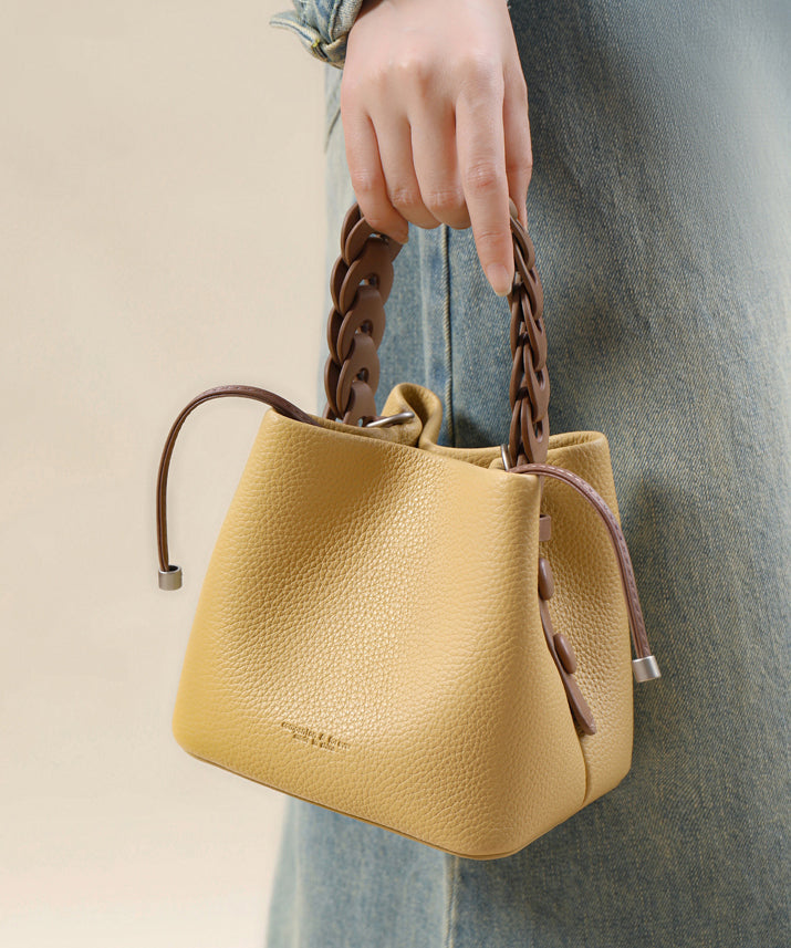 Sac à main en cuir fait main, fourre-tout polyvalent, similicuir jaune