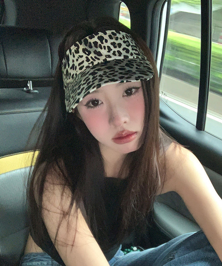 Leopard Top Style Hip Vielseitiger Hop Hut Kaffee Sonnenschirm Druck