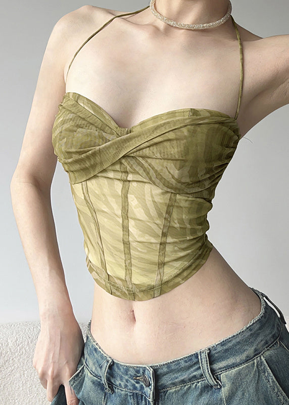 Waist Light Tie Tulle Tops Green Summer Hot