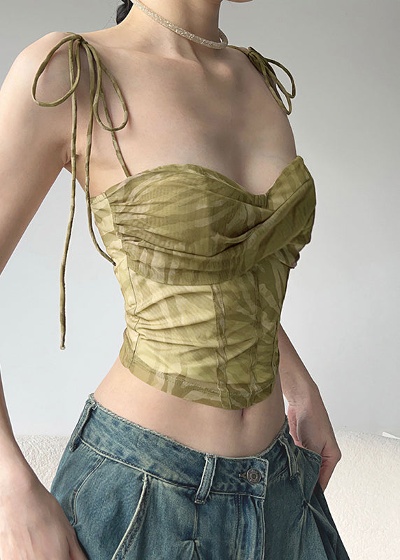 Waist Light Tie Tulle Tops Green Summer Hot