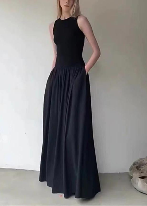 Ärmellose Robe Schwarz Silm Italienische Kleider Patchwork