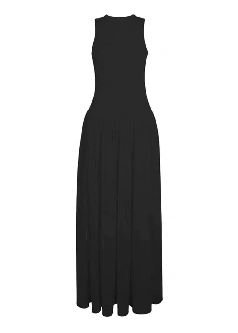 Ärmellose Robe Schwarz Silm Italienische Kleider Patchwork