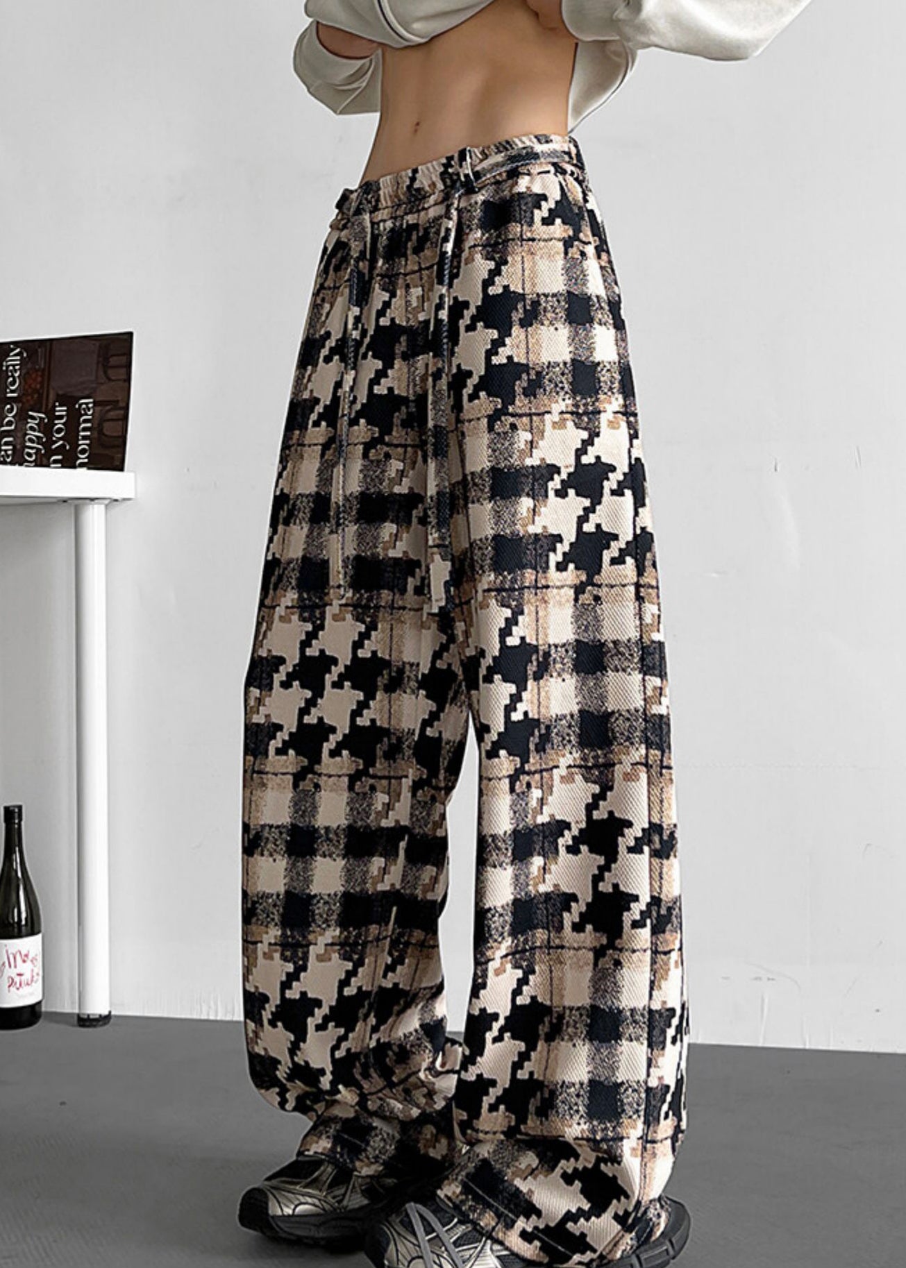 Elastische Taille Taschen Baumwolle Khaki Männer Hosen Plaid