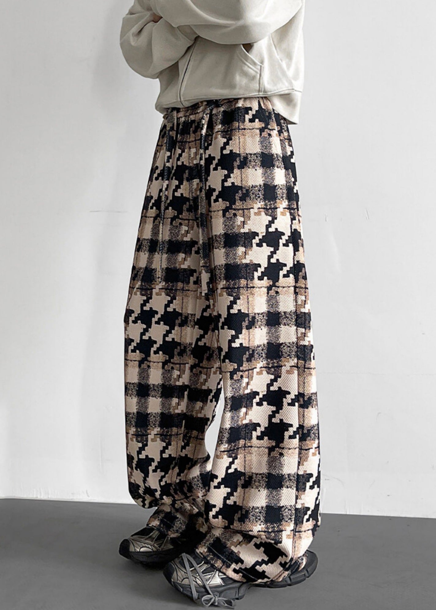 Elastische Taille Taschen Baumwolle Khaki Männer Hosen Plaid