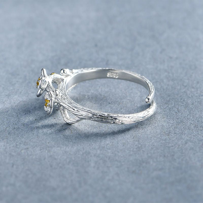 Floral 925 Ring Open Silver Sterling