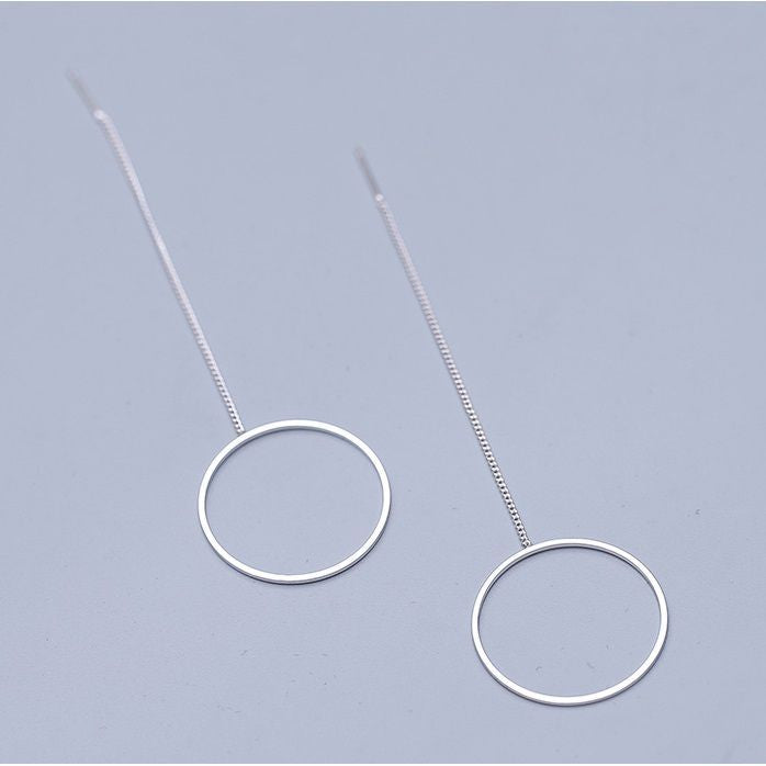 Silver Drop Hoop Earring 925 Sterling