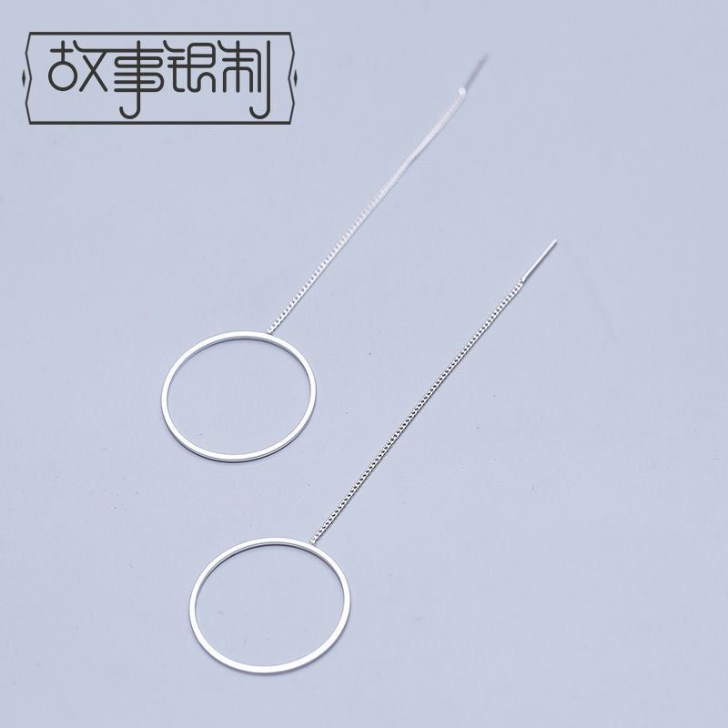 Silver Drop Hoop Earring 925 Sterling