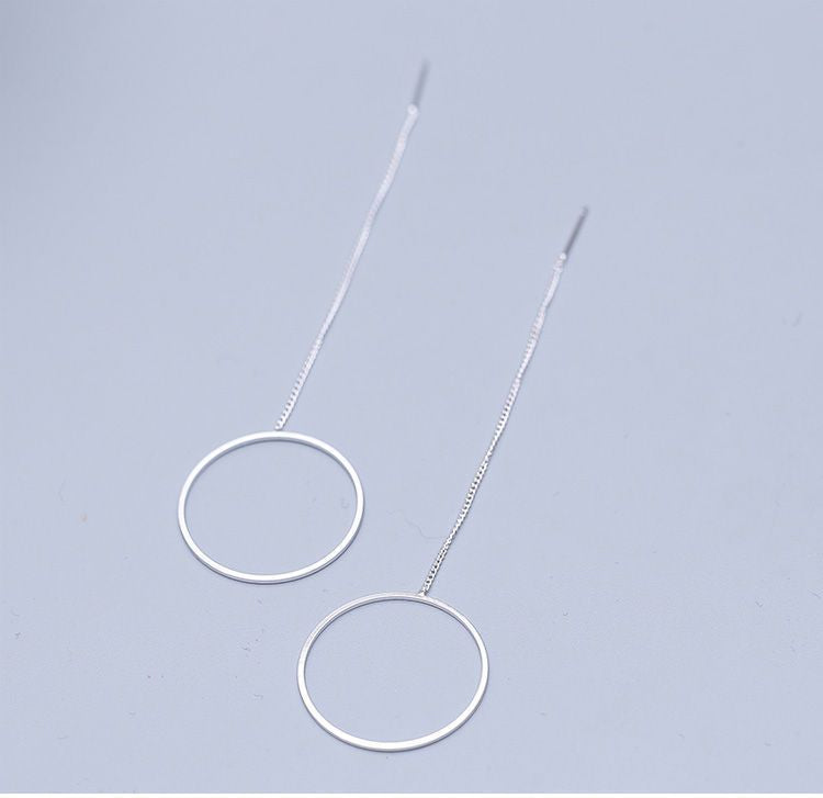 Silver Drop Hoop Earring 925 Sterling