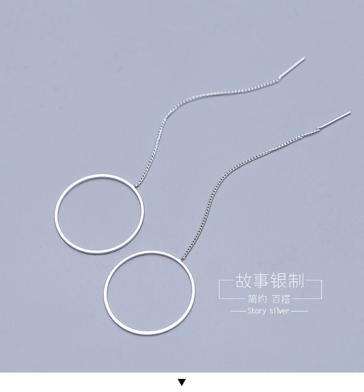 Silver Drop Hoop Earring 925 Sterling