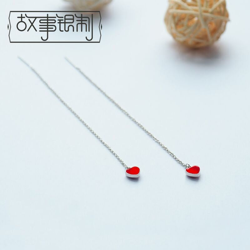 Silver Sterling Earring Heart 925 Drop