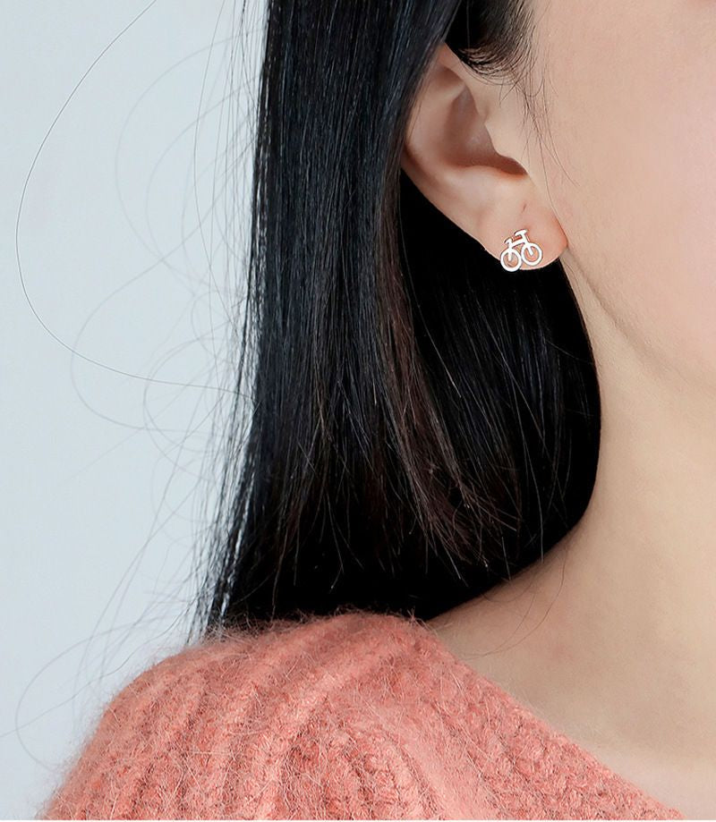 925 Silver Sterling Bicycle Earring
