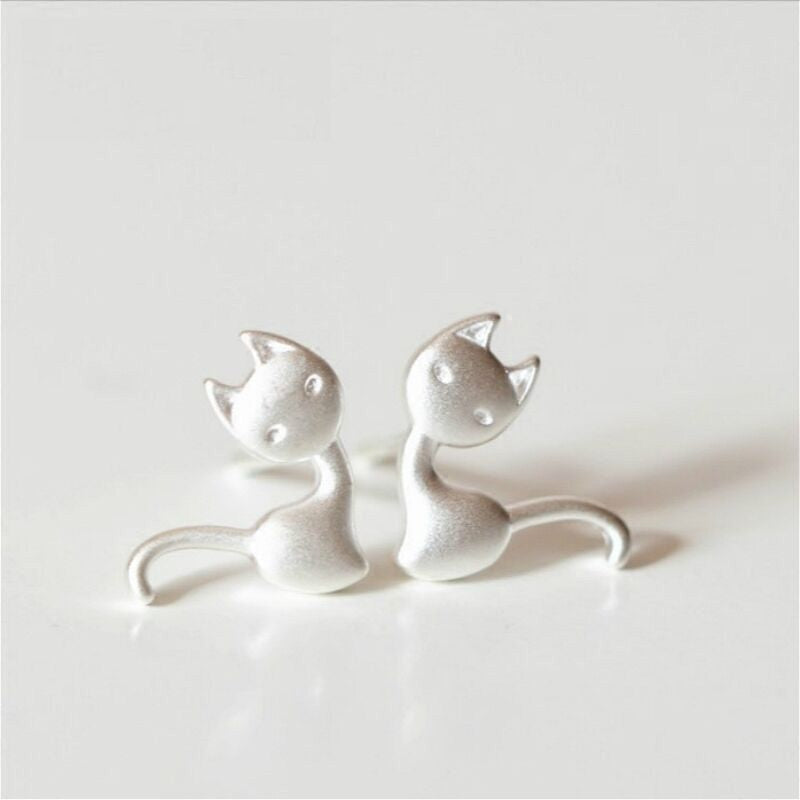 Cat Earring 925 Silver Sterling
