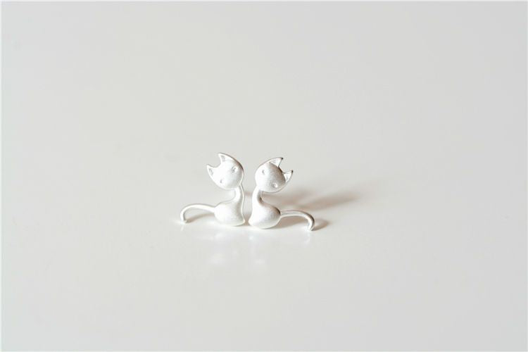 Cat Earring 925 Silver Sterling