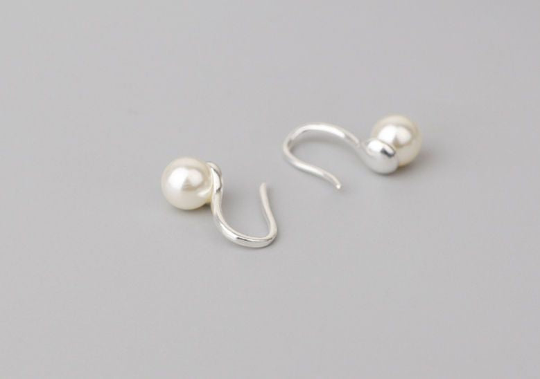 Silver Pearl Faux 925 Earring Sterling
