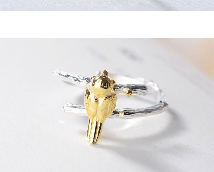 925 Plated Ring Gold Silver Open Bird Sterling