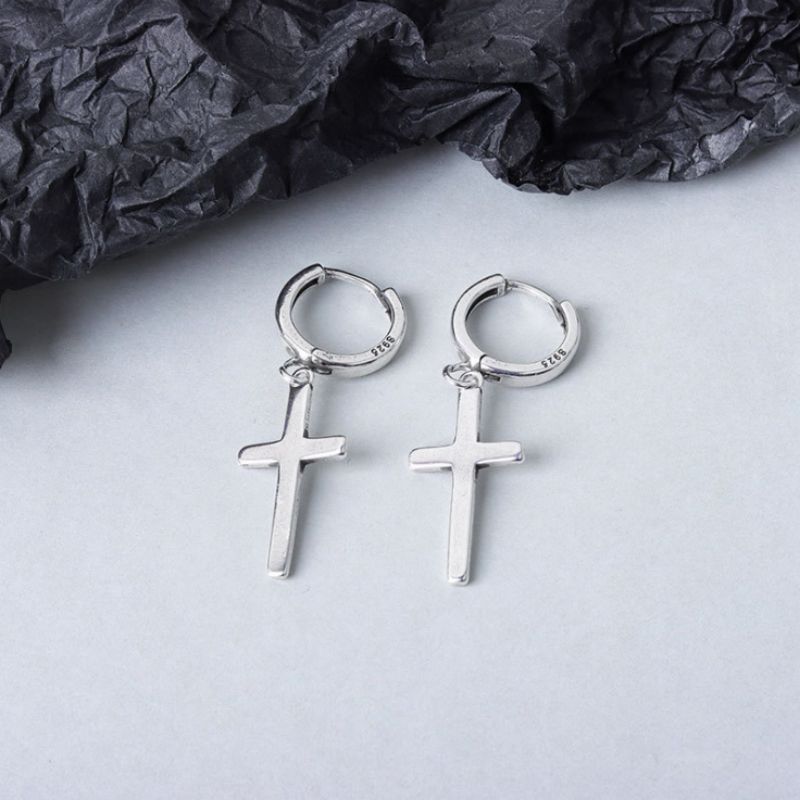Dangle Cross Earring Sterling Silver