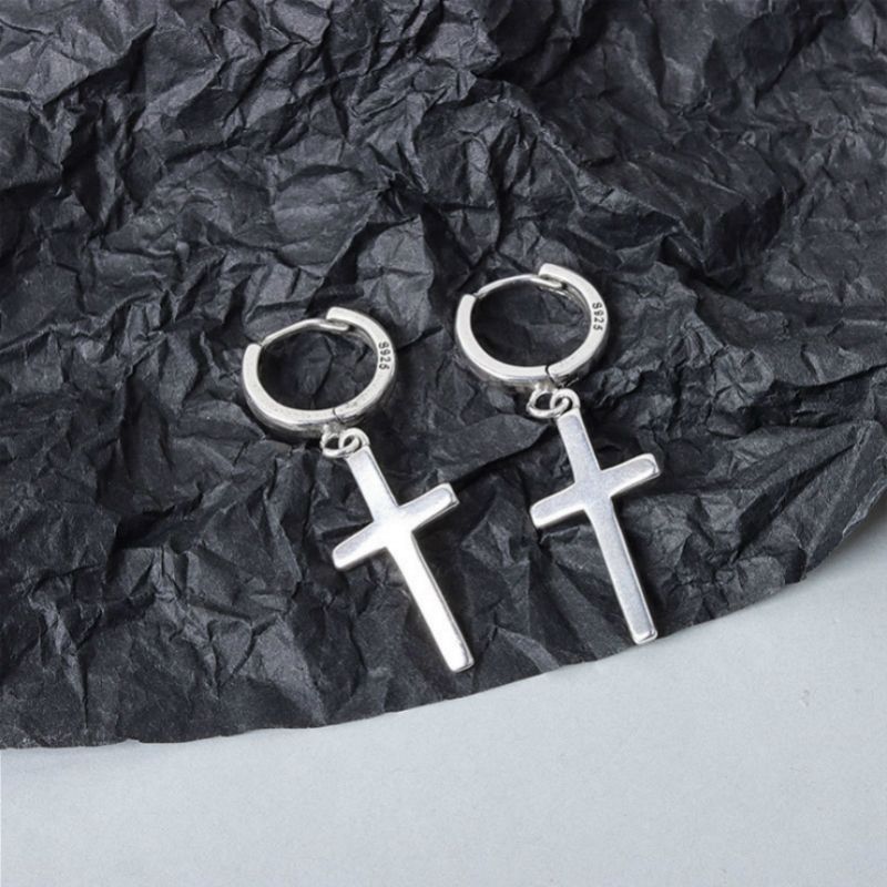 Dangle Cross Earring Sterling Silver
