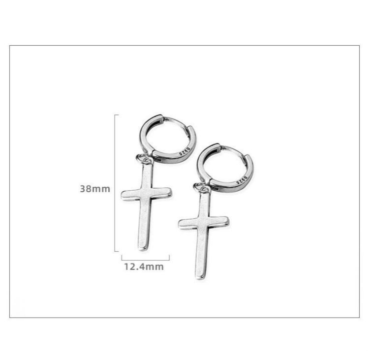 Dangle Cross Earring Sterling Silver