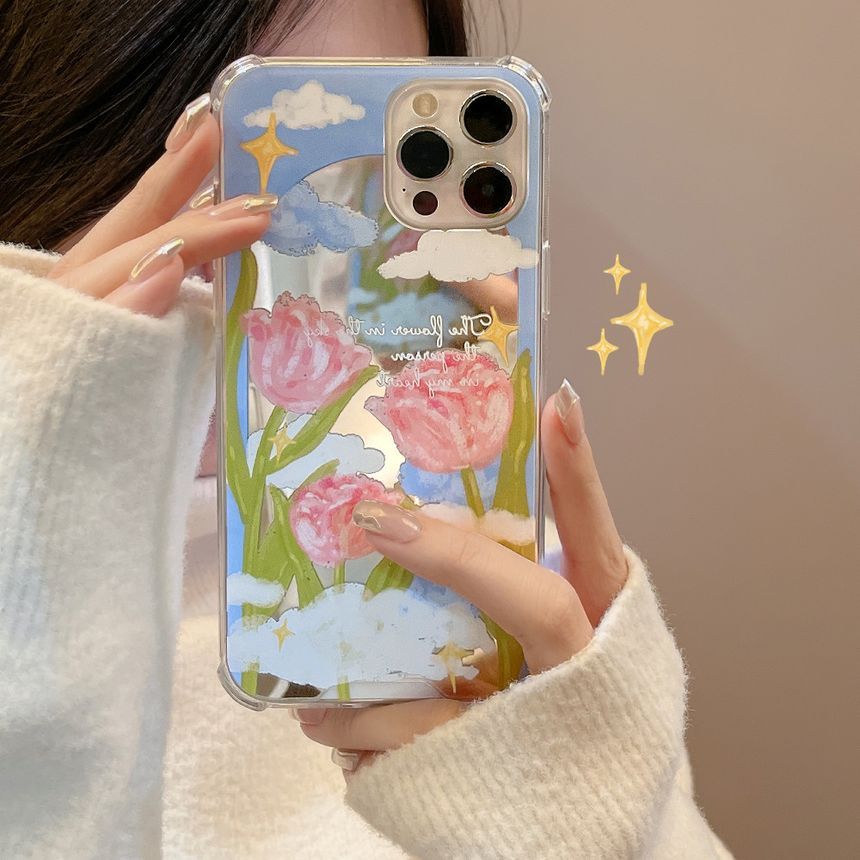 Case Mirrored Flower Phone