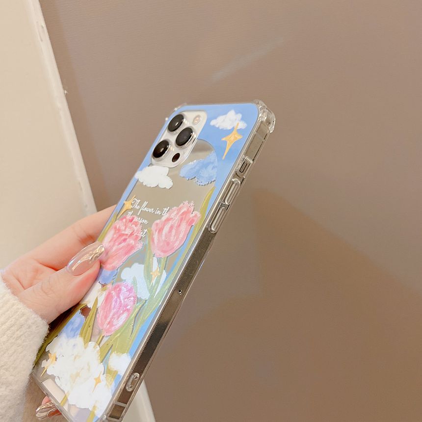 Case Mirrored Flower Phone