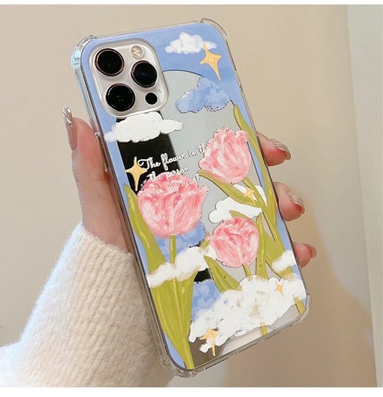 Case Mirrored Flower Phone