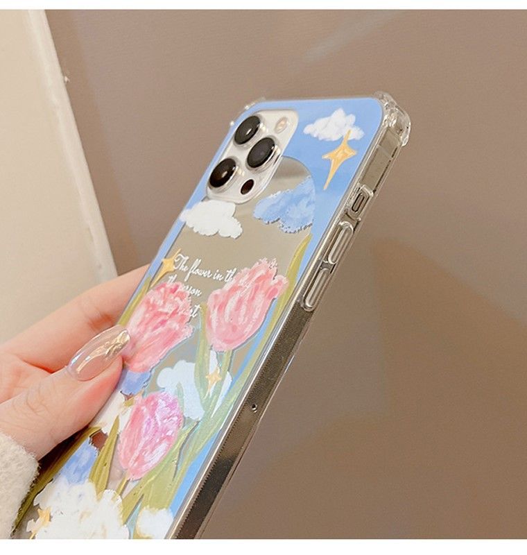 Case Mirrored Flower Phone