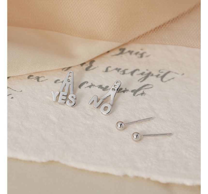Lettering Asymmetrical Ear Jacket Silver Sterling