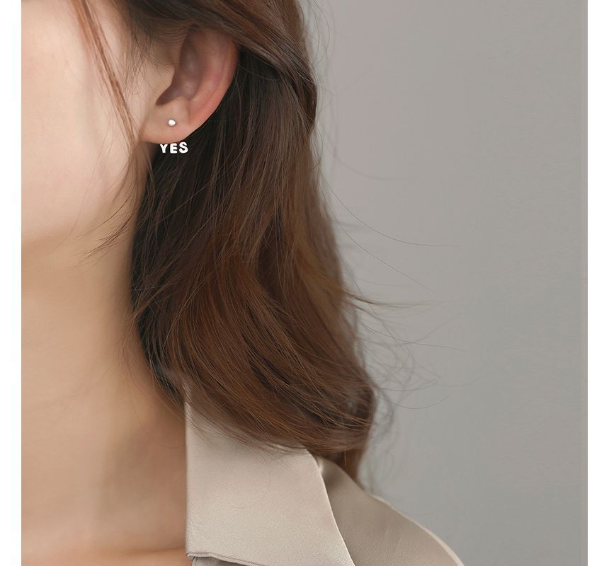 Lettering Asymmetrical Ear Jacket Silver Sterling