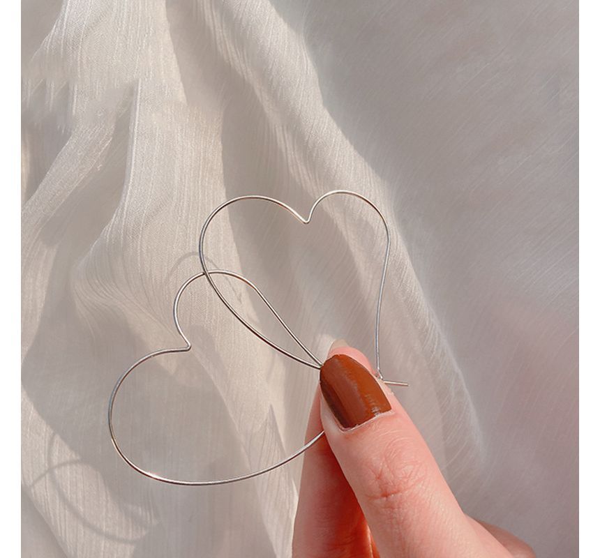 Silver Earring Sterling Heart Hoop