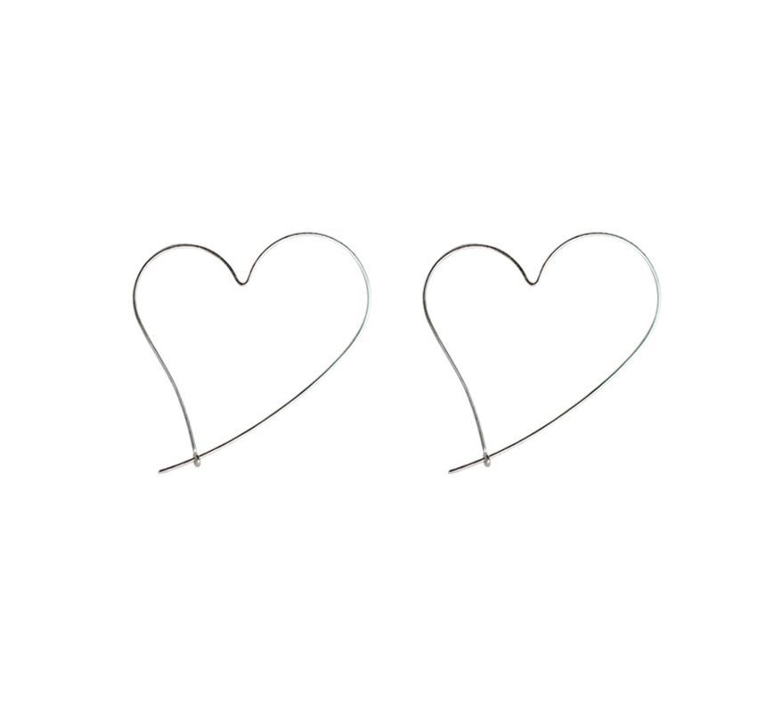 Silver Earring Sterling Heart Hoop