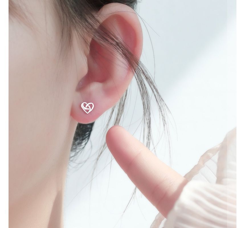 Silver Sterling Heart Earring Stud