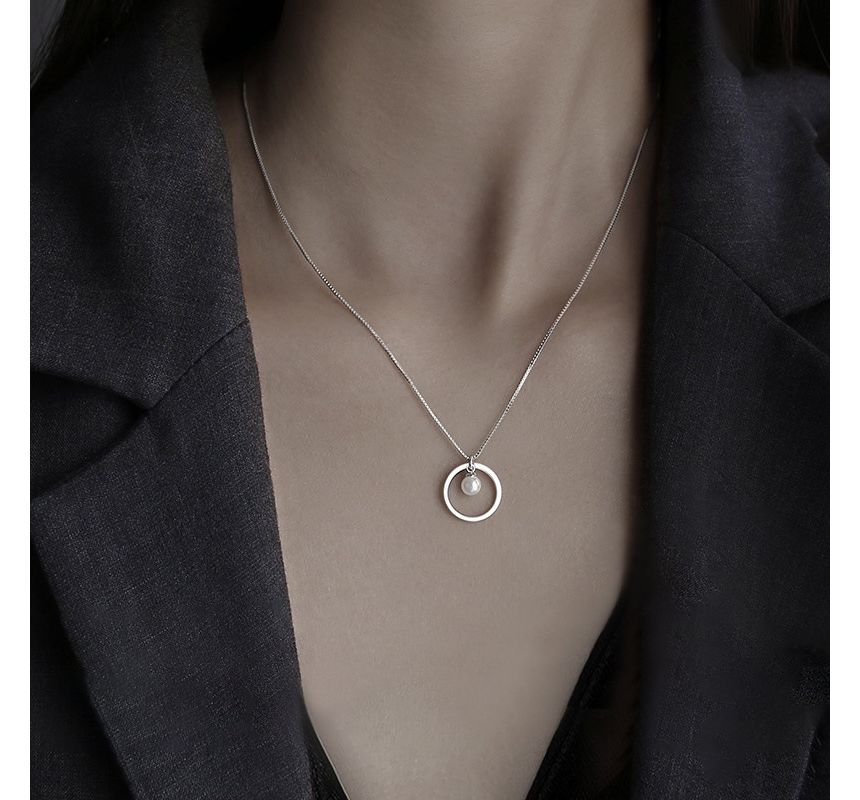 Pearl Faux Necklace Silver Sterling