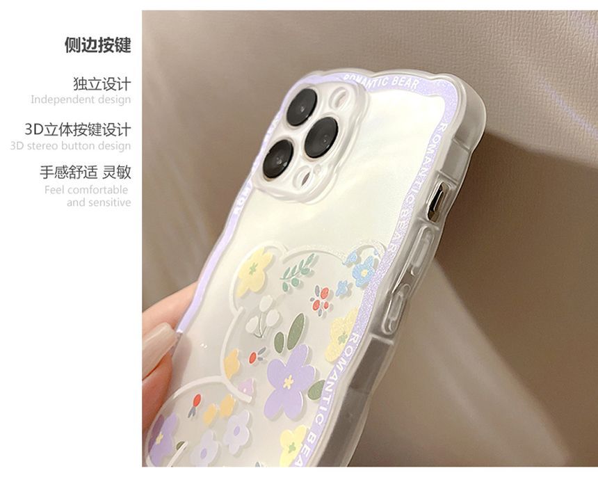 Bear Flower Phone Case Transparent