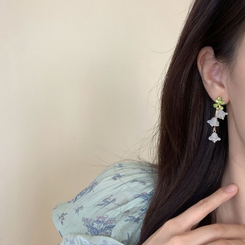 Flower Earring Drop Clip-On /