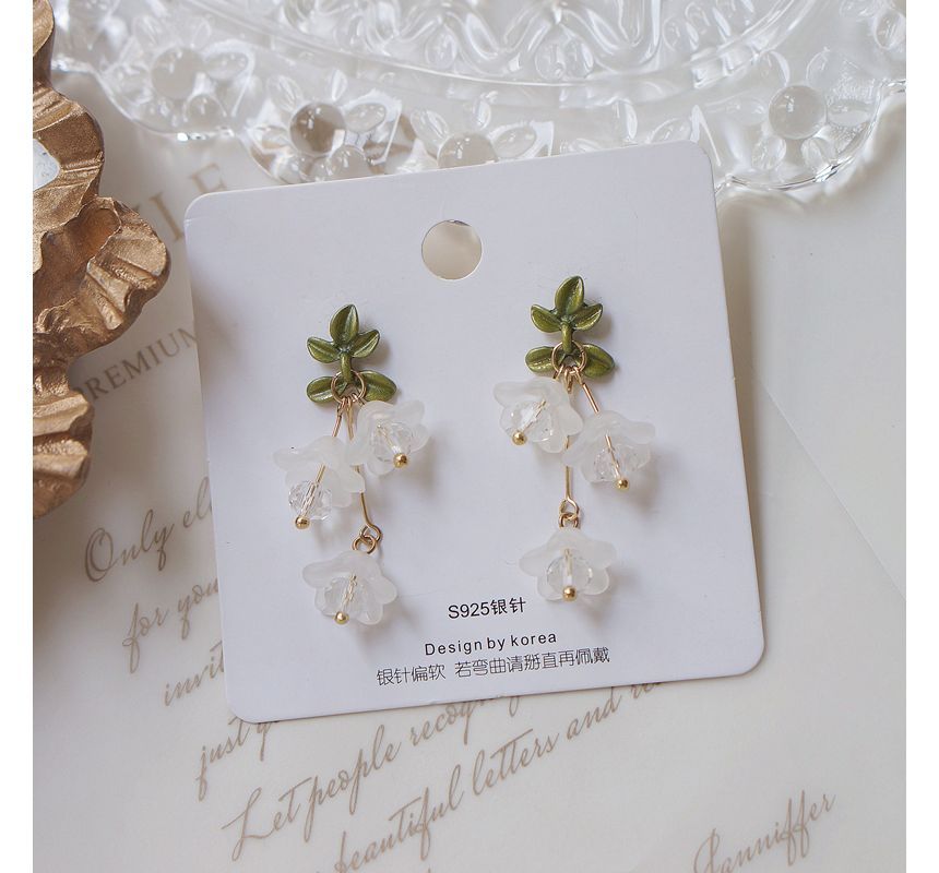 Flower Earring Drop Clip-On /