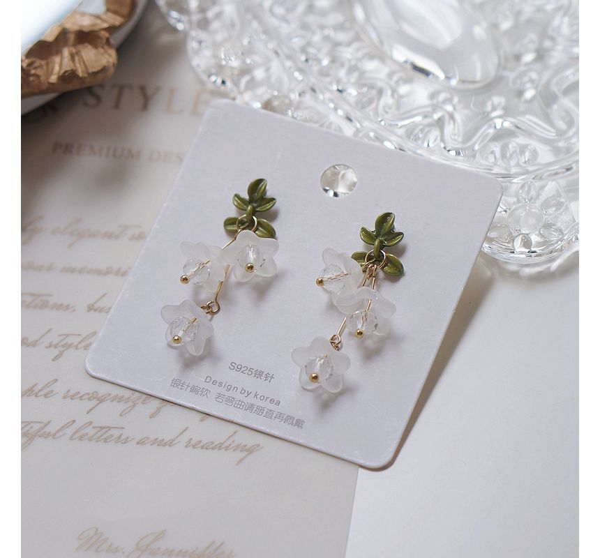 Flower Earring Drop Clip-On /