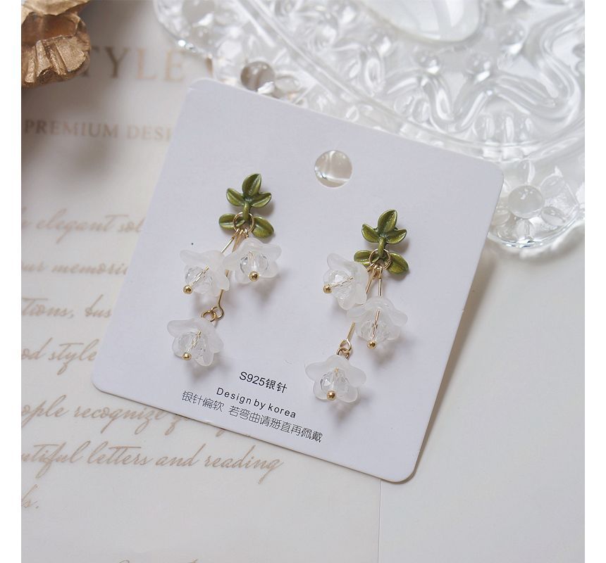 Flower Earring Drop Clip-On /
