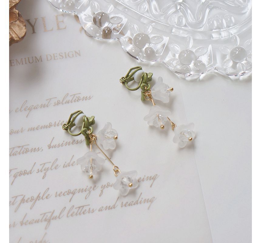 Flower Earring Drop Clip-On /