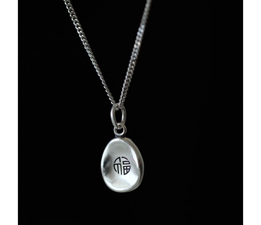 Necklace Silver Chinese Characters Pendant
