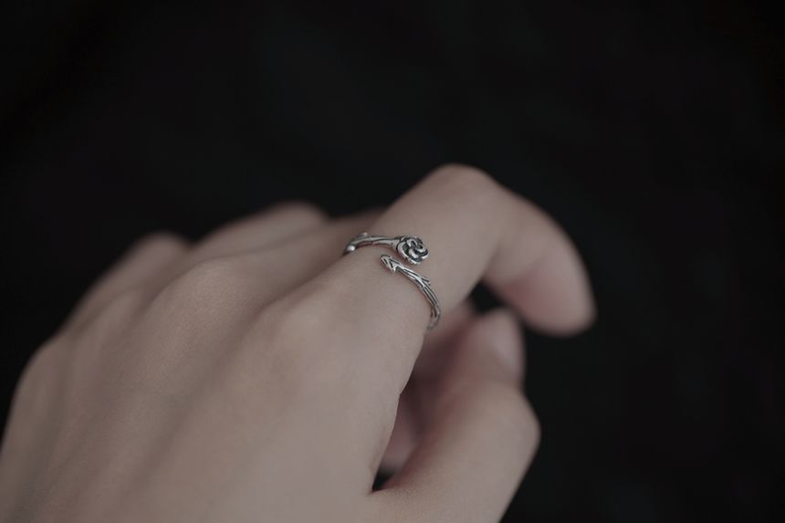 Sterling Silver Rose Open Ring