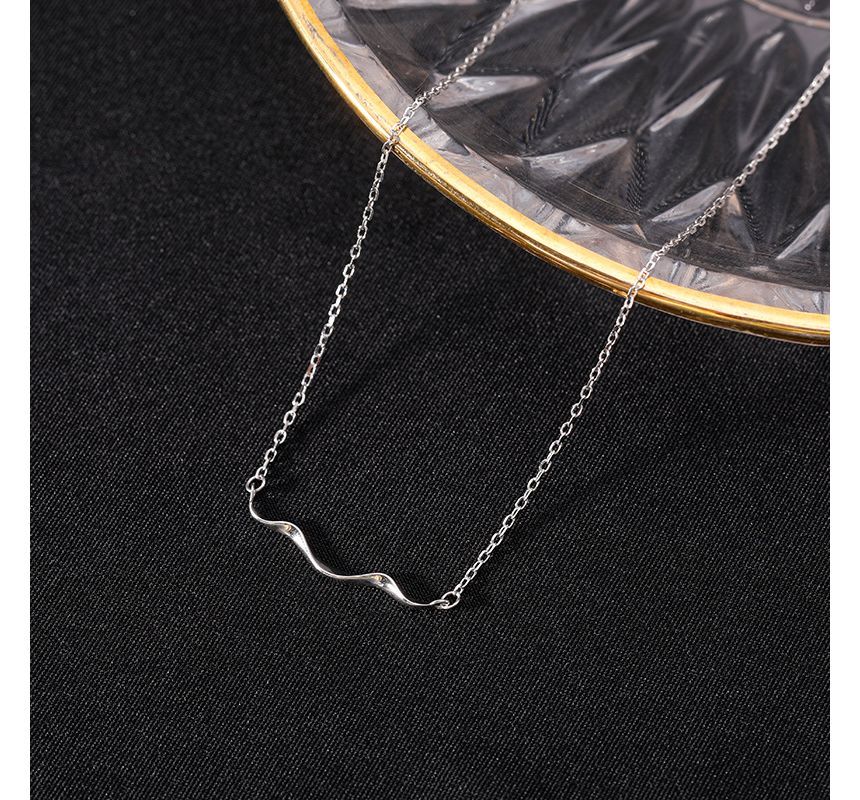 Choker Sterling Wavy Pendant Silver