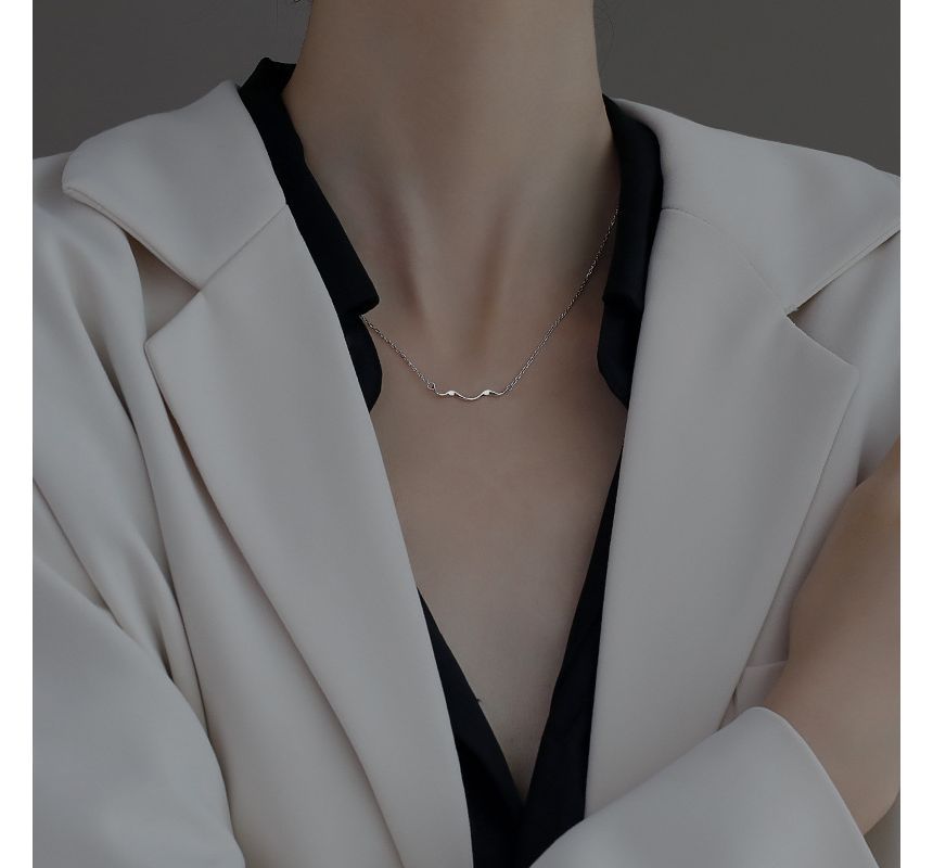 Choker Sterling Wavy Pendant Silver