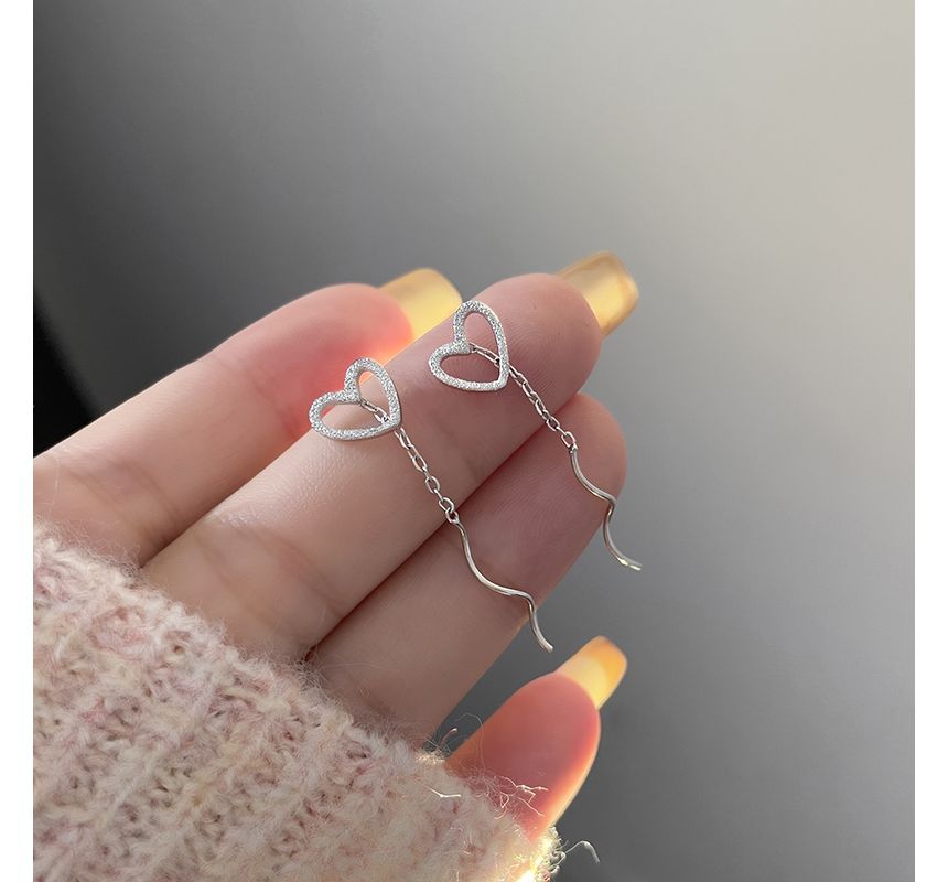 Silver Dangle Sterling Heart Earring