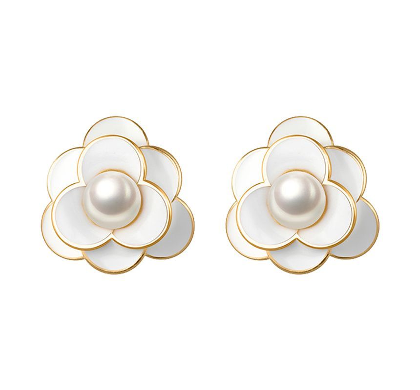 Faux Pearl Flower Earring Alloy