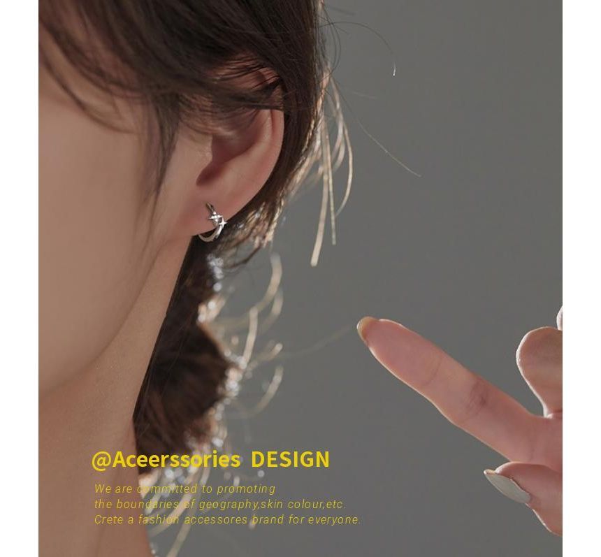 Hoop Earring Sterling Silver Star