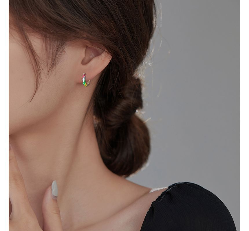 Earring Sterling Glaze Hoop Silver