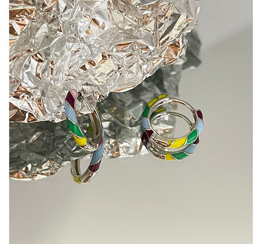 Earring Sterling Glaze Hoop Silver