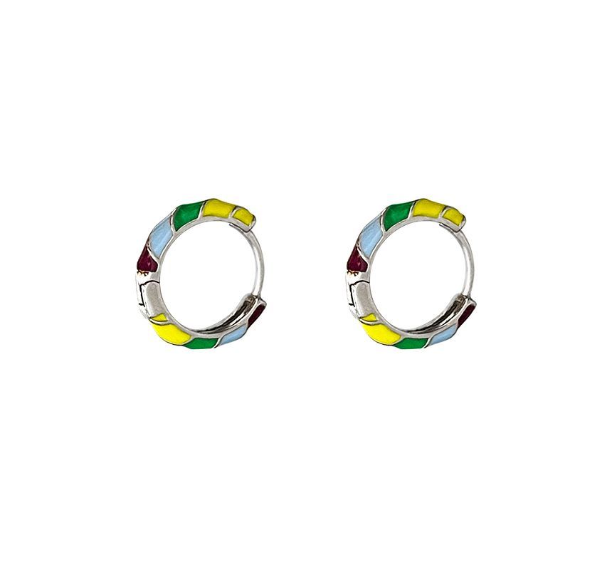 Earring Sterling Glaze Hoop Silver
